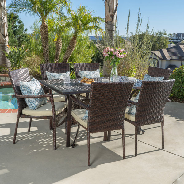 Bay Isle Home Edgewater Outdoor 7 Piece Dining Set with Cushions